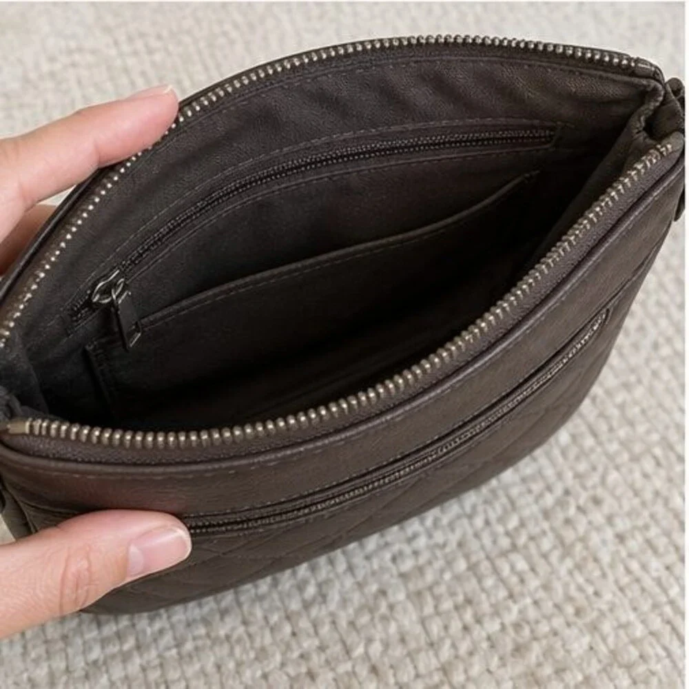 Espresso Quilted Crossbody Bag